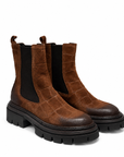 Mimmu - Stivaletto Chelsea in Camoscio Marrone con Suola Chunky