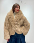 Le streghe - eco pelliccia biscotto con cappuccio