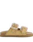 Coral Blue - Sandali in Raffia Beige Doppia Fascia Fibbie Gioiello