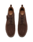 Clarks Cleyhill Hi uomo marrone, vista dall'alto con lacci e punta cucita stile mocassino