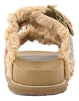 Retro sandali Coral Blue in raffia beige con plantare anatomico e suola leggera in EVA
