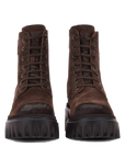 Hogan H700 Stivaletti Donna in Camoscio Marrone con Suola Chunky Nera