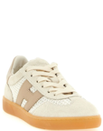 sneakers Hogan Cool panna traforate donna in tessuto intrecciato e suede