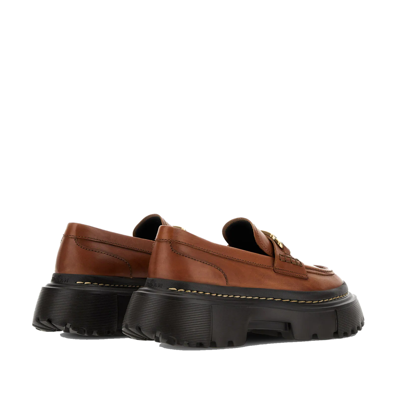 ローファー・オックスフォード HOGAN HXW5430EO20RVJS810 Loafers Mocassino In Pelle Marrone Loafers Hogan 10-Storey BLACK for Woman