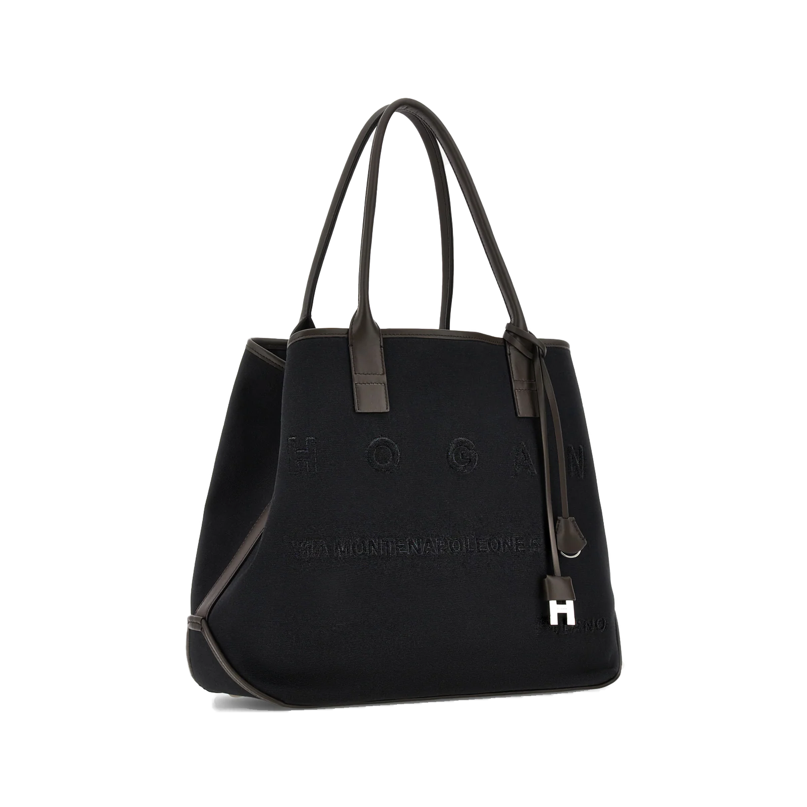Hogan - Borsa Script Media Tessuto Nero