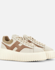 sneakers hogan h-stripes platform donna panna e rosa cipria