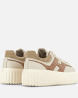 retro sneakers hogan h-stripes donna panna con dettagli in suede
