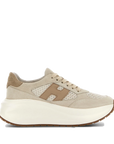 hogan maxi I active donna beige marrone sneakers vista laterale