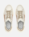 Sneakers Hogan Rebel donna vista dall’alto lacci tono su tono pelle avorio nude premium