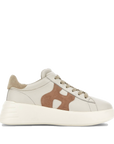 Sneakers Hogan Rebel donna avorio nude platform in pelle e suede HXW5620DN61N1M0RV8 lato esterno