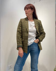 Nice things - Blazer Donna Verde Oliva a Quadri con imbottitura interna