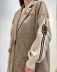 Le Streghe – Blazer Donna Oversize Multimateriale Beige e Marrone