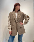 Le Streghe – Blazer Donna Oversize Multimateriale Beige e Marrone