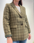 Nice things - Blazer Donna Verde Oliva a Quadri con imbottitura interna