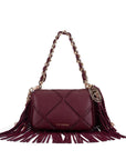 La Carrie Bag - borsa burgundy con Frange