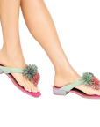 Kurt Geiger - Infradito Pom Pom Multicolor Strass