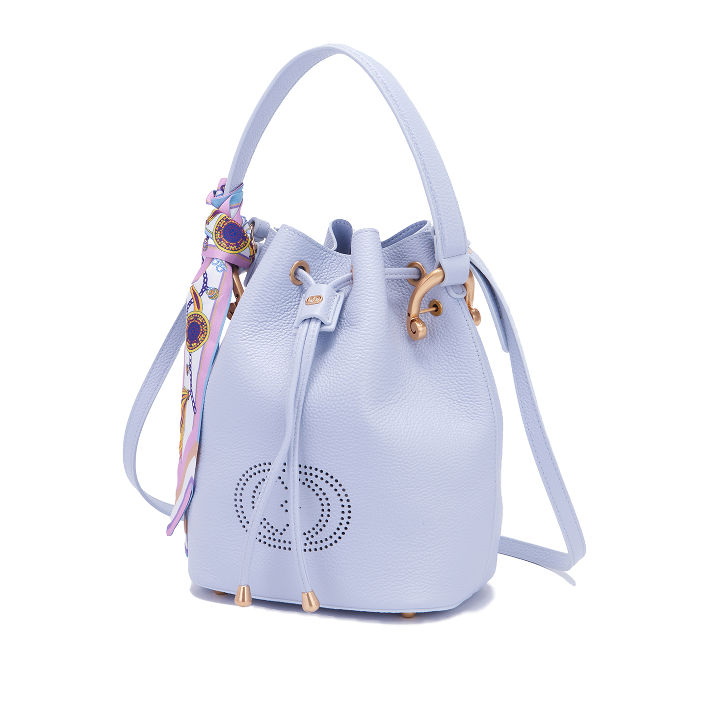 The Carrie Bag - Bucket Bag Drilled Logo Light Blue 