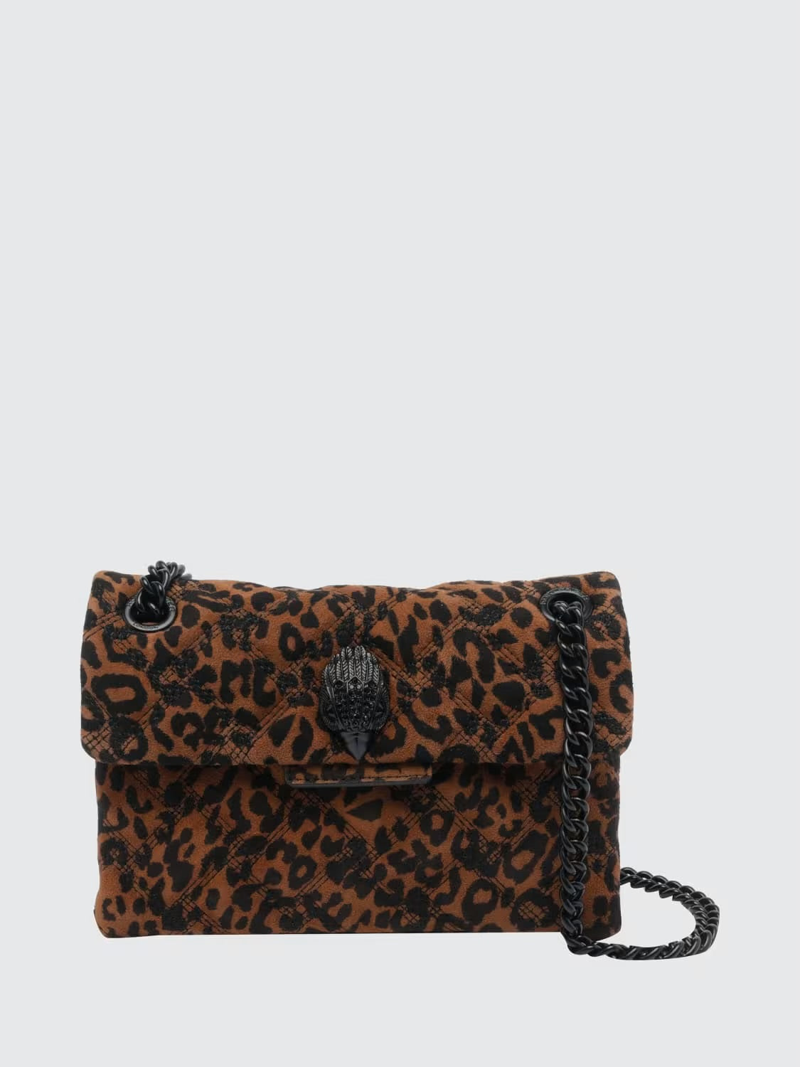 Kurt Geiger Mini Kensington Borsa Donna in Camoscio Leopardato Marrone e Nero