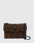 Kurt Geiger Mini Kensington Borsa Donna in Camoscio Leopardato Marrone e Nero