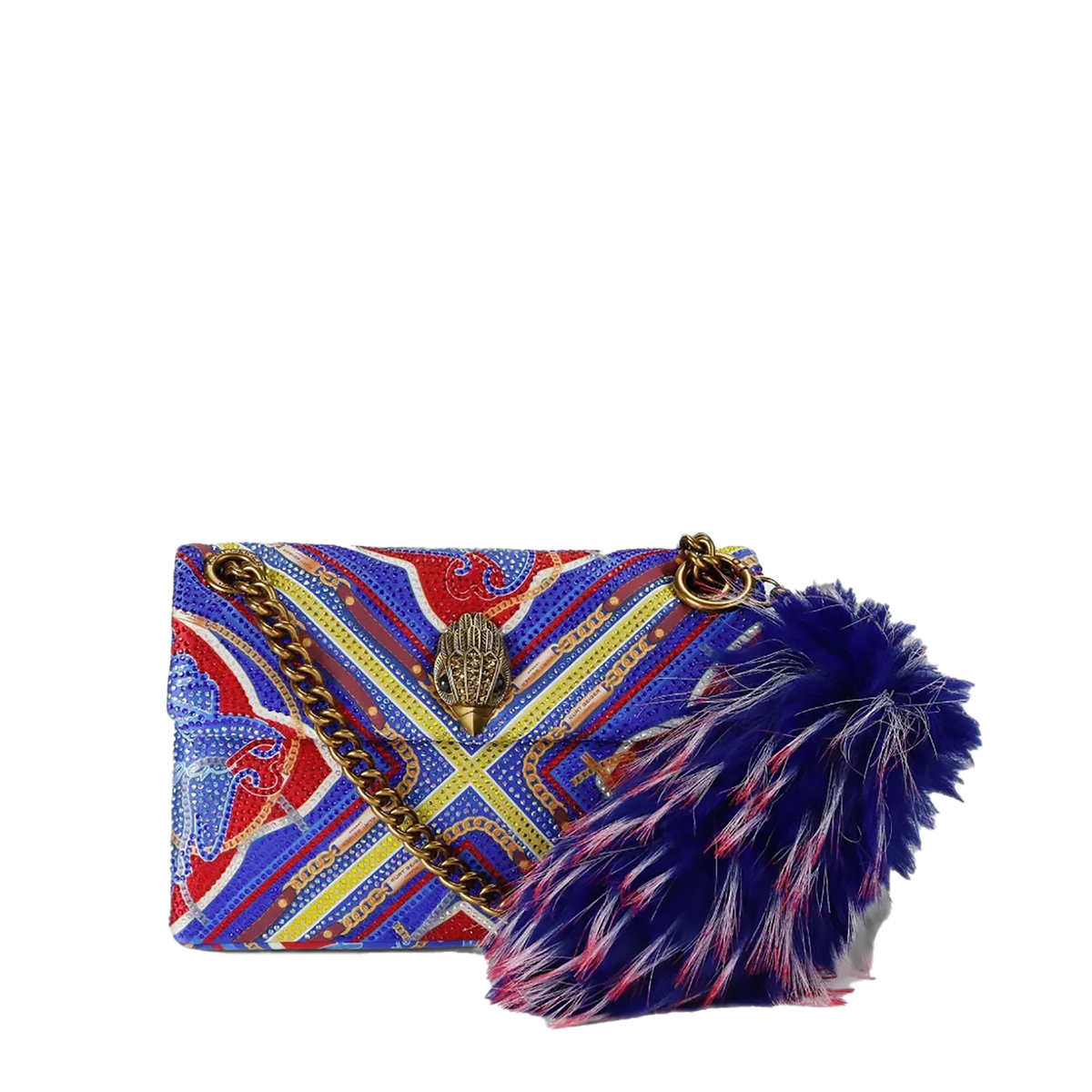 Kurt Geiger - Borsa Gioiello Strass Fabric Mini Kensington Blu Multicolor