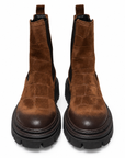 Mimmu - Stivaletto Chelsea in Camoscio Marrone con Suola Chunky