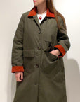 Nice things -  Parka Verde con Colletto e Polsini a Costine Color Ruggine