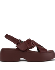Sandali Camper Tasha donna bordeaux in pelle con platform XL EXTRALIGHT® vista laterale.