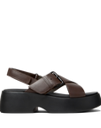 Sandali Camper Tasha donna marroni in pelle con platform nera XL EXTRALIGHT® vista laterale.