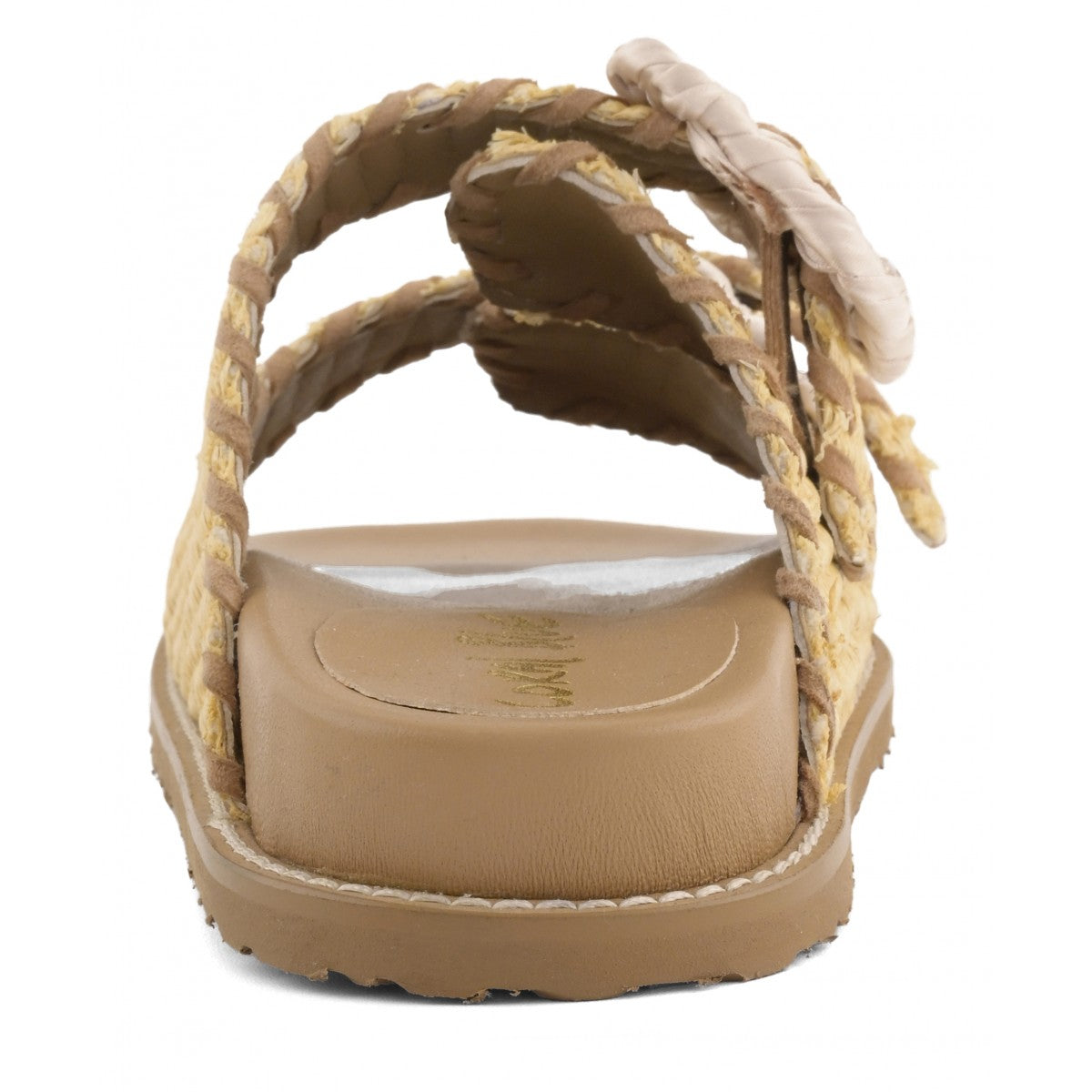 Coral Blue - Sandali in Raffia Beige Doppia Fascia Fibbie Gioiello