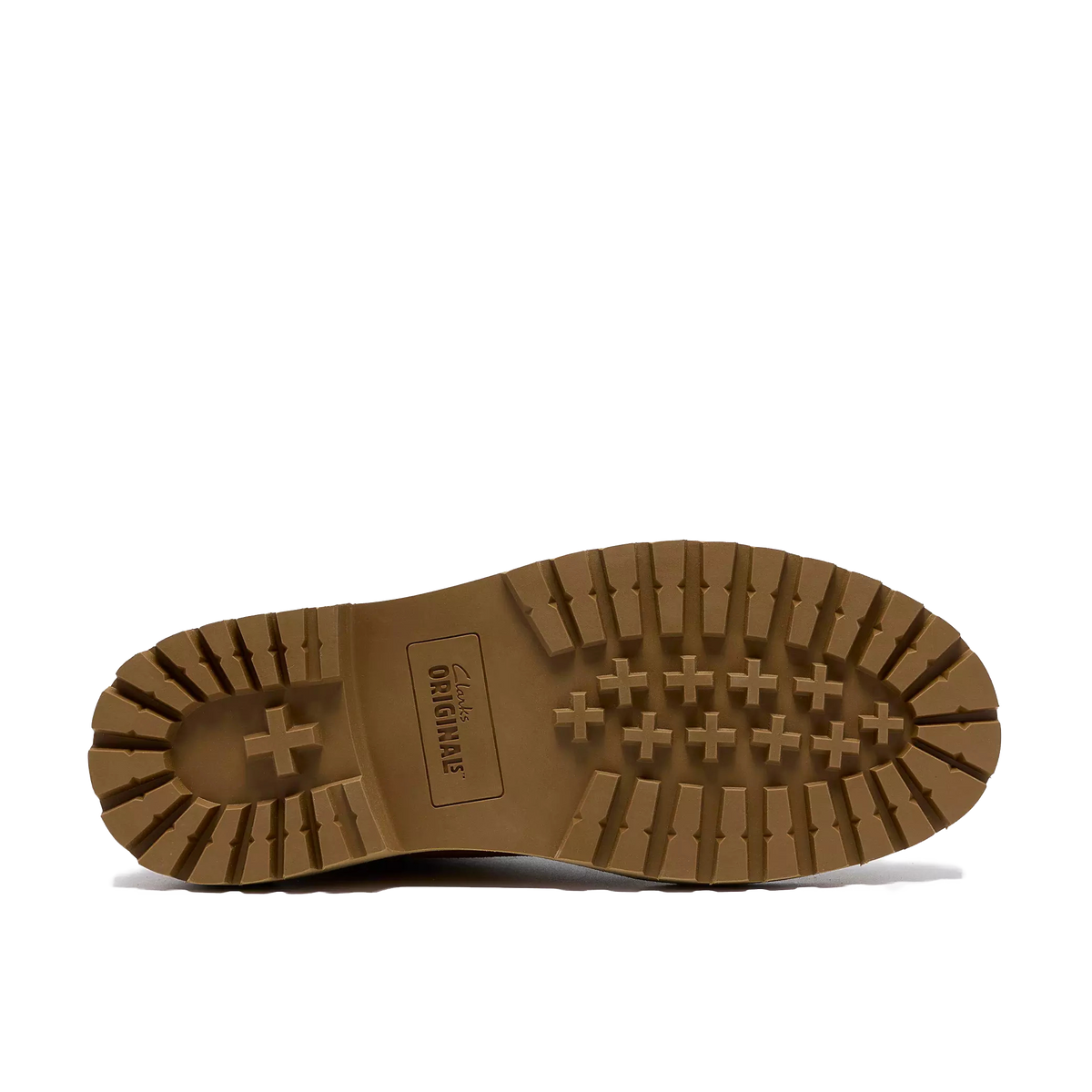 Suola carrarmato in gomma color sabbia degli stivaletti Clarks Desert Rock
