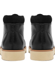 Clarks Originals Walla Orkhon uomo nere in pelle, vista posteriore con collarino scamosciato e suola crema
