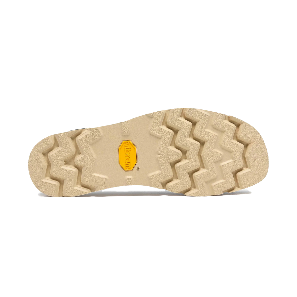 Battistrada Vibram color crema delle Clarks Originals Walla Orkhon nere, con scolpitura a zigzag