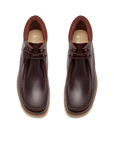 Clarks Walla Orkhon bordeaux uomo viste dall'alto, con punta a mocassino e lacci tono su tono