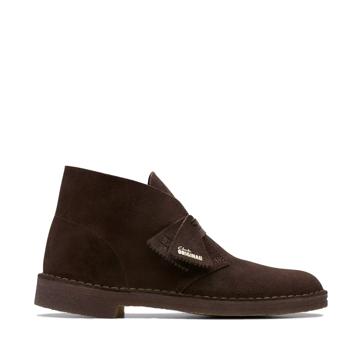 Clarks Originals Desert Boot uomo in camoscio testa di moro, vista laterale dello stivaletto
