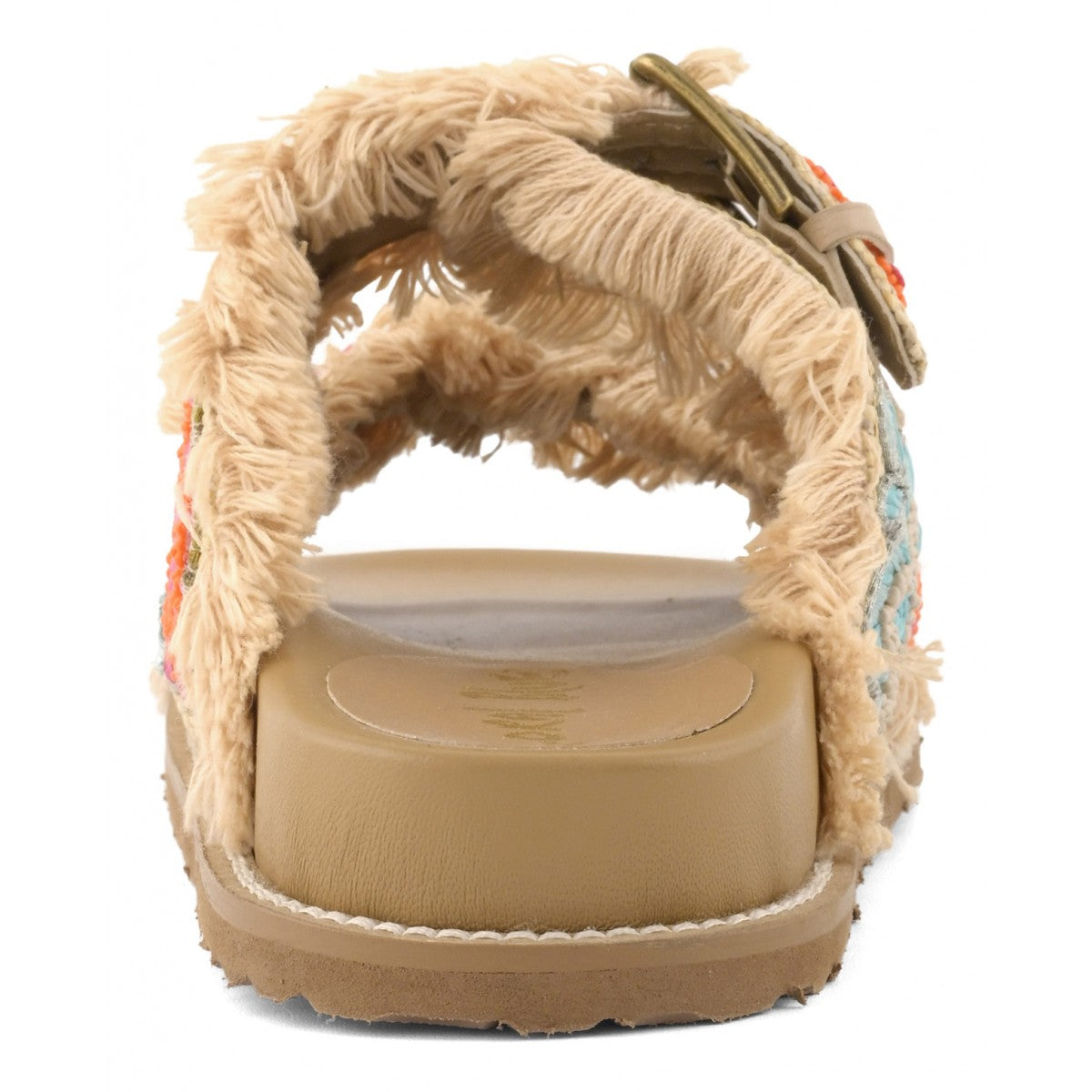 Retro sandali Coral Blue in raffia beige con plantare anatomico e suola leggera in EVA