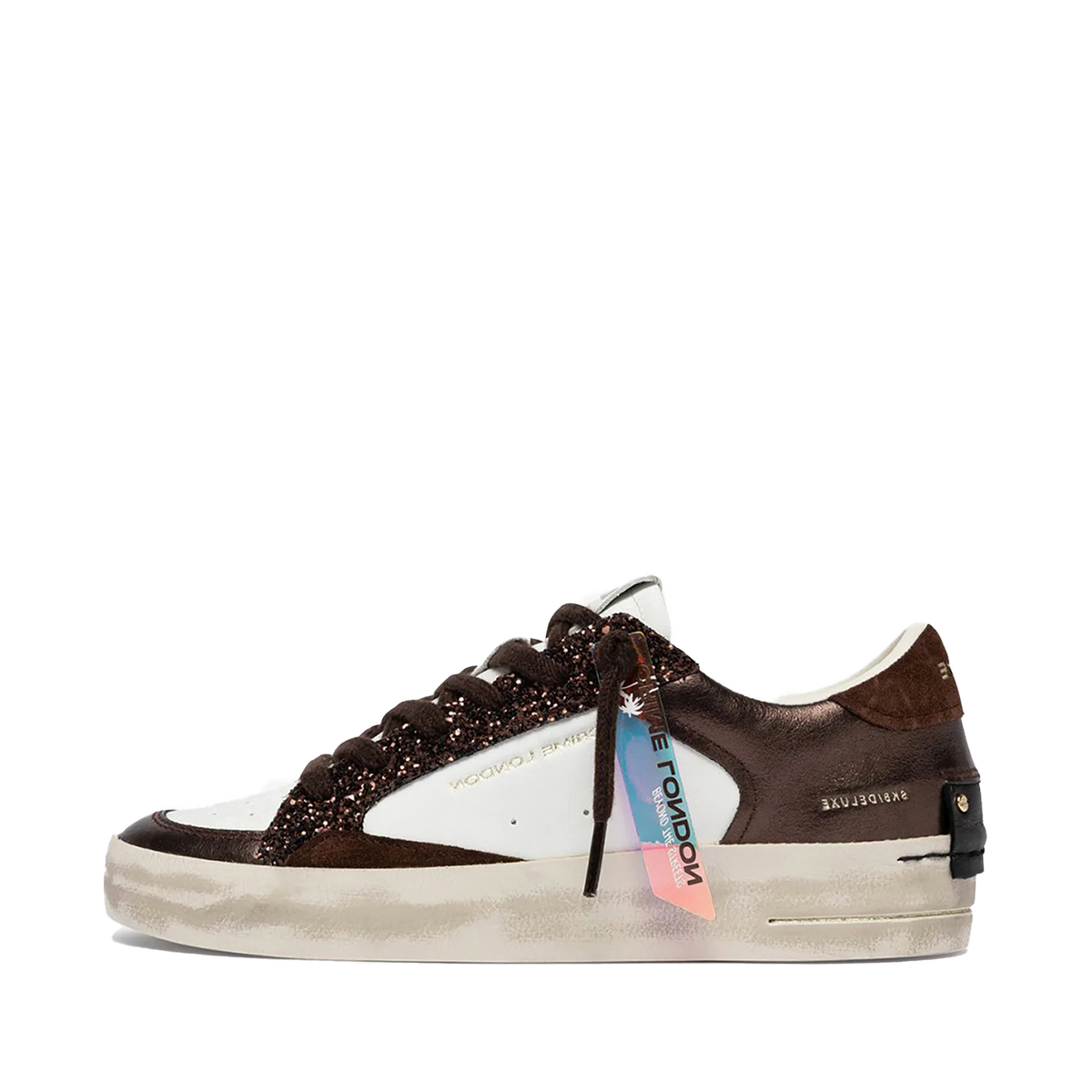 Sneaker Crime London SK8 Deluxe marrone con suola a cassetta effetto vintage
