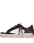 Sneaker Crime London SK8 Deluxe marrone con suola a cassetta effetto vintage