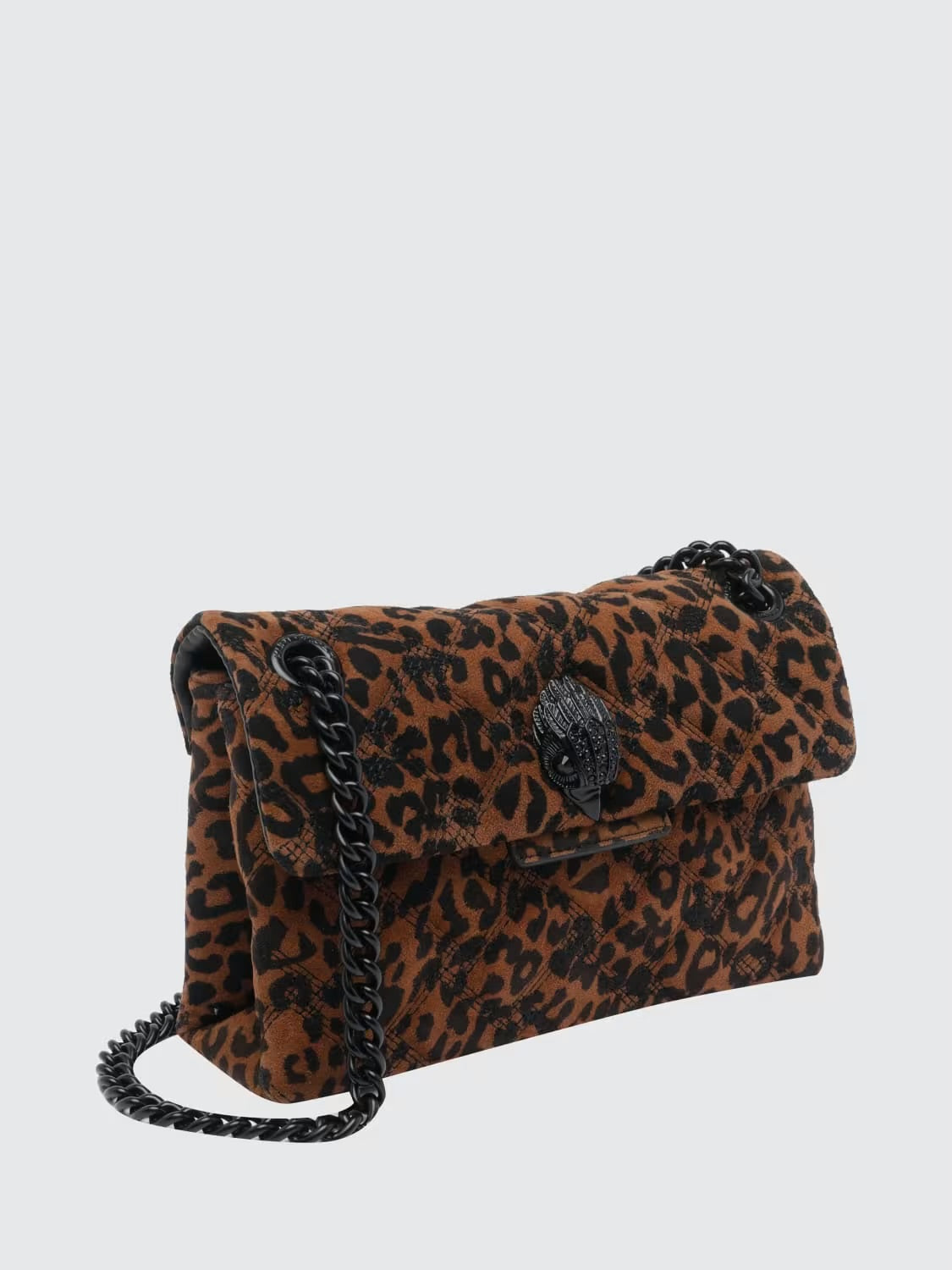 Kurt Geiger Mini Kensington Borsa Donna in Camoscio Leopardato Marrone e Nero