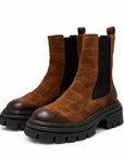 Mimmu - Stivaletto Chelsea in Camoscio Marrone con Suola Chunky