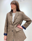 NICE THINGS -Blazer Tartan Imbottito con Collo Sciarpa