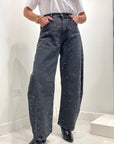 Meme Road - jeans nero con strass