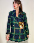 Meme road - Giacca Tartan con Ricamo Tigre