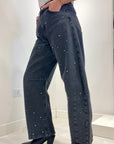 Meme Road - jeans nero con strass