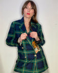 Meme road - Giacca Tartan con Ricamo Tigre