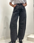 Meme Road - jeans nero con strass