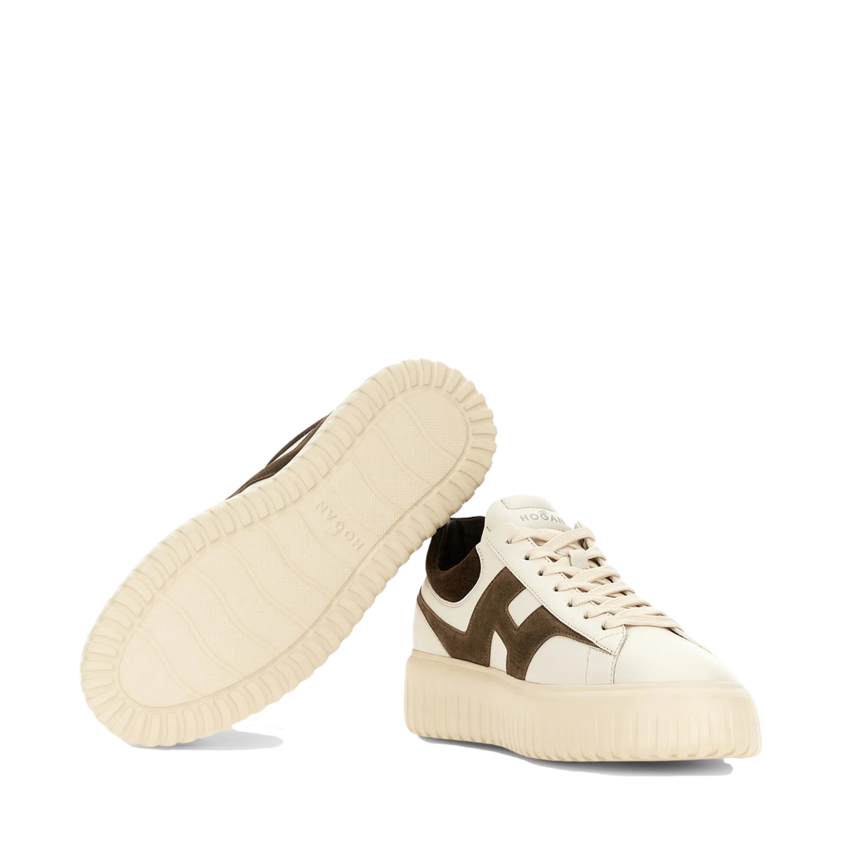 Hogan - H-Stripes H645 Uomo Pelle Panna/Marrone