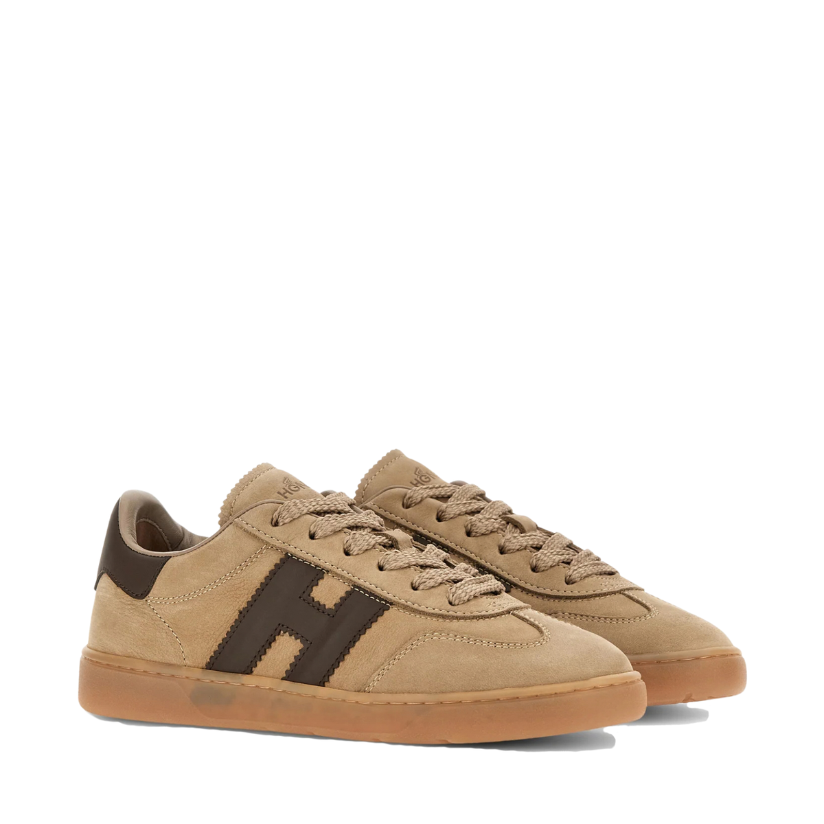 Hogan Cool H647 Sneakers Donna Beige in Nabuk e Pelle Marrone