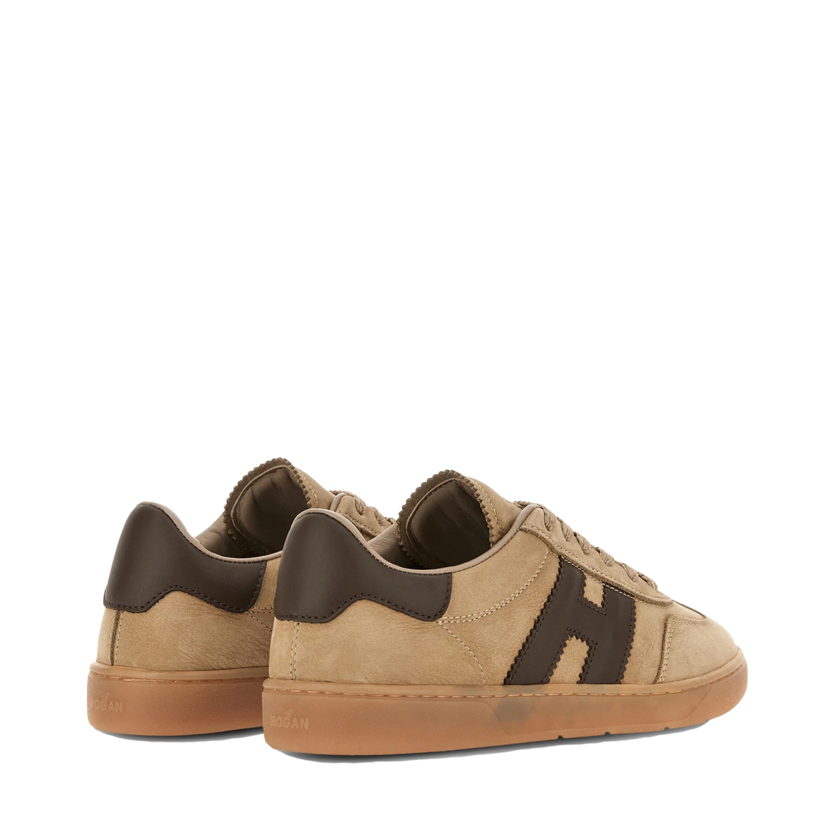 Hogan Cool H647 Sneakers Donna Beige in Nabuk e Pelle Marrone