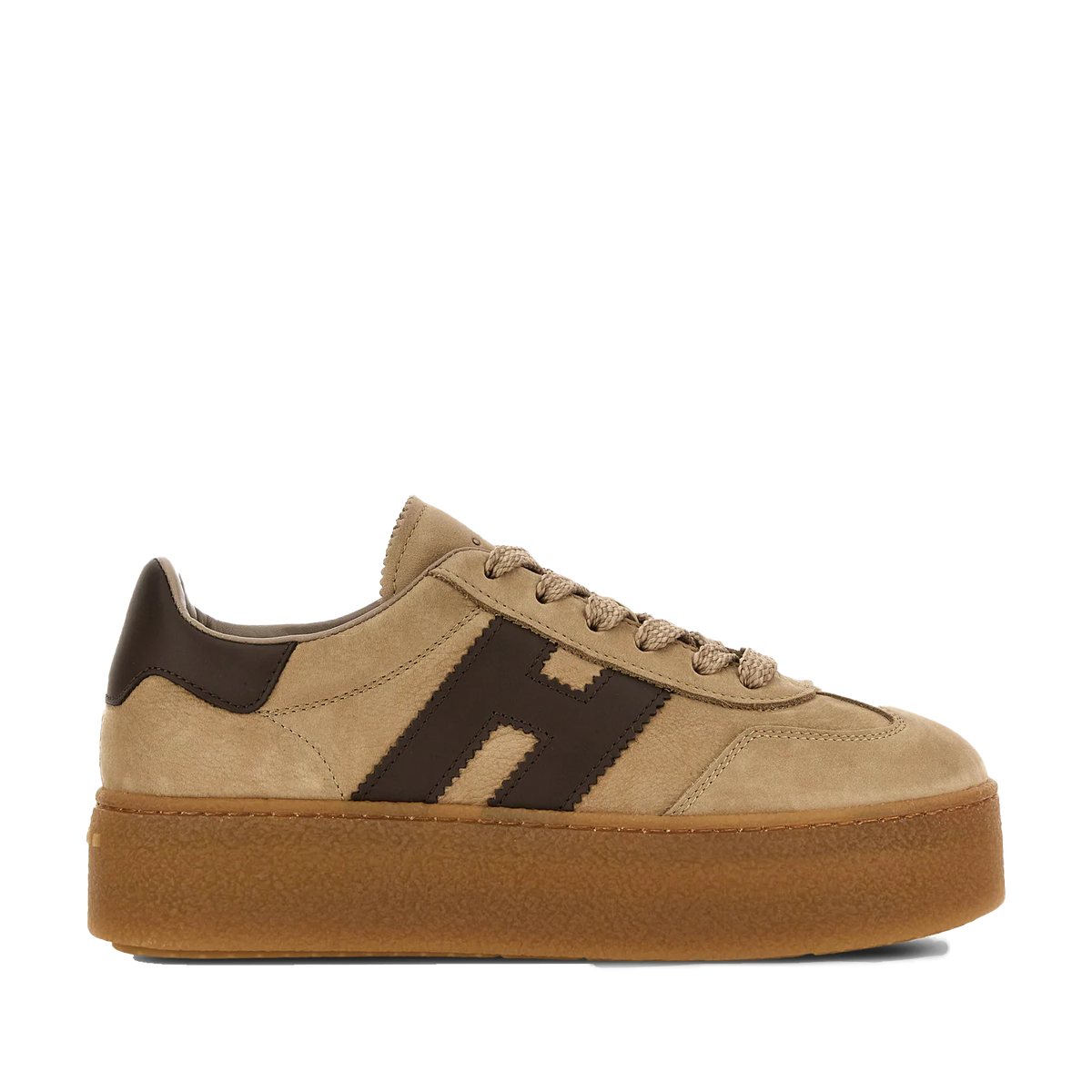 Hogan - Maxi Cool Sneakers Donna in Nabuk Beige Cammello