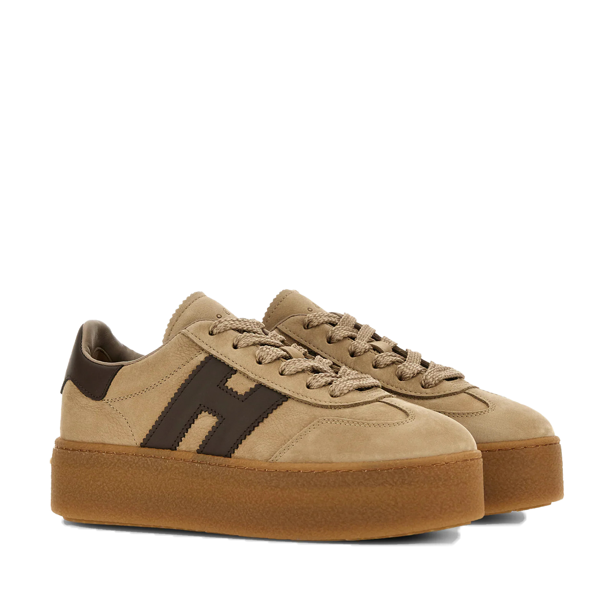 Hogan - Maxi Cool Sneakers Donna in Nabuk Beige Cammello